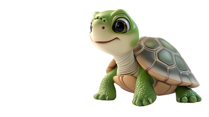 Cute cartoon turtle with bright eyes and smile.