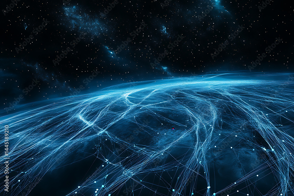 Canvas Prints planet earth in space , binary code technology , glowing sphere on black background