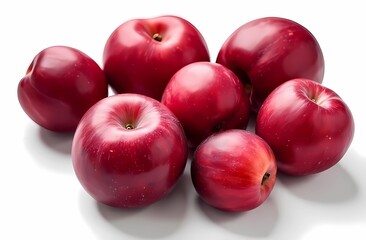 Red ripe apples on white isolated background. Trend color Cherry Red