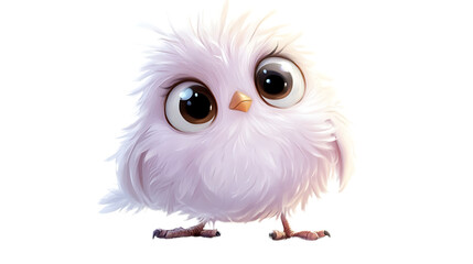 Fototapeta premium Cute fluffy cartoon bird with big eyes.