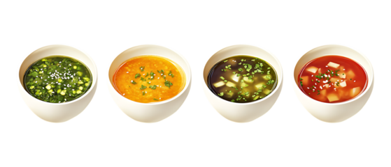 Pack of Miso in Five Different Poses Against Transparent Background for Culinary Branding, Japanese Food Promotion, or Soup Design Projects