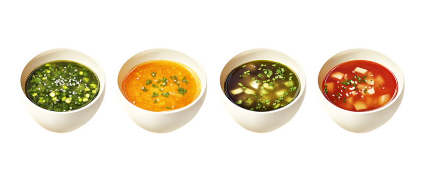 Pack of Miso in Five Different Poses Against Transparent Background for Culinary Branding, Japanese Food Promotion, or Soup Design Projects