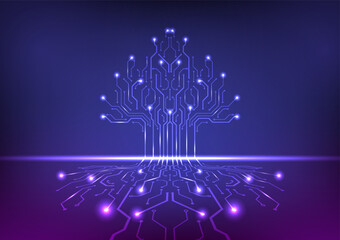Digital tree circuit background technology concept. Design for  circuits, data, technology, motherboard.