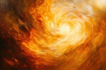 Abstract swirling vortex of warm, fiery oranges and yellows, creating a dynamic and energetic visual experience.