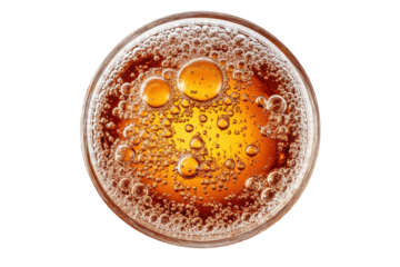Amber Liquid Bubbles Abstract Background Texture Design Golden Brown Top Beer View Drink Macro Fluid on transparent background