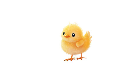 Obraz premium Cute yellow chick standing on white background.