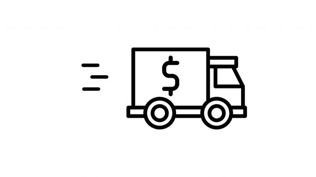 Truck carrying goods with a dollar sign is ideal for financial or logistics businesses branding, advertising, presentations, and marketing materials.