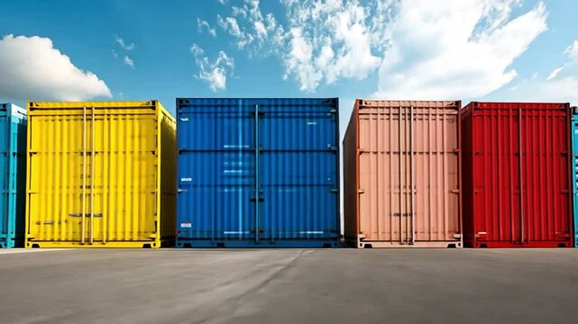Colorful Cargo Containers Under a Sunny Sky