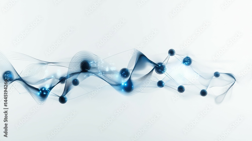 Aufkleber abstract digital waves and molecules representing technology and innovation.