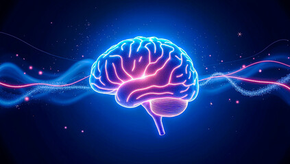 Radiant Brain Illustration with Vortex of Light Suggesting Infinite Possibilities of Thought