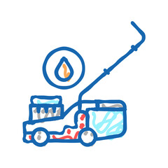gasoline lawn mower icon doodle illustration