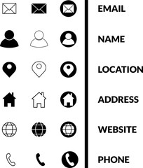 Business card design icon set