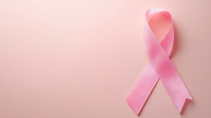 Pink awareness ribbon on a pale pink background.