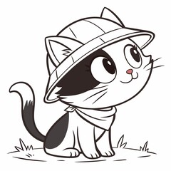 cat with a hat vector illustration shilhoutee