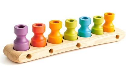 Colorful wooden pegboard educational toy