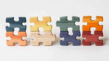 Obraz premium Colorful wooden puzzle pieces