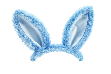Fluffy Light Blue Bunny Ears Headband Easter Costume Accessory Fun Soft Cute Party Furry Happy Sweet on transparent background