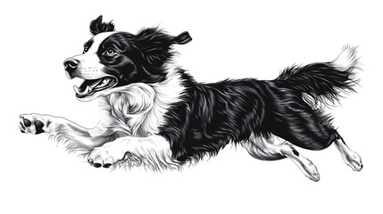 Energetic dog joyfully leaping in mid-air.