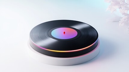Modern Vinyl Record on a Pedestal