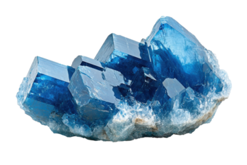 Stunning Blue Crystal Cluster Mineral Specimen Nature Geology Science Gem Rock Stone Color Shiny on transparent background