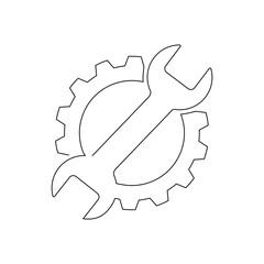 Continuous line drawing of Service tools on white background.