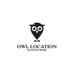 Owl pin location logo design template