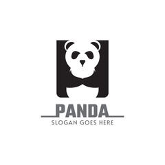 Panda letter H design logo template