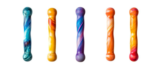 Set of Rolling Pins in Five Different Poses on Transparent Background for Baking Design, Kitchen Graphics, or Recipe Illustrations