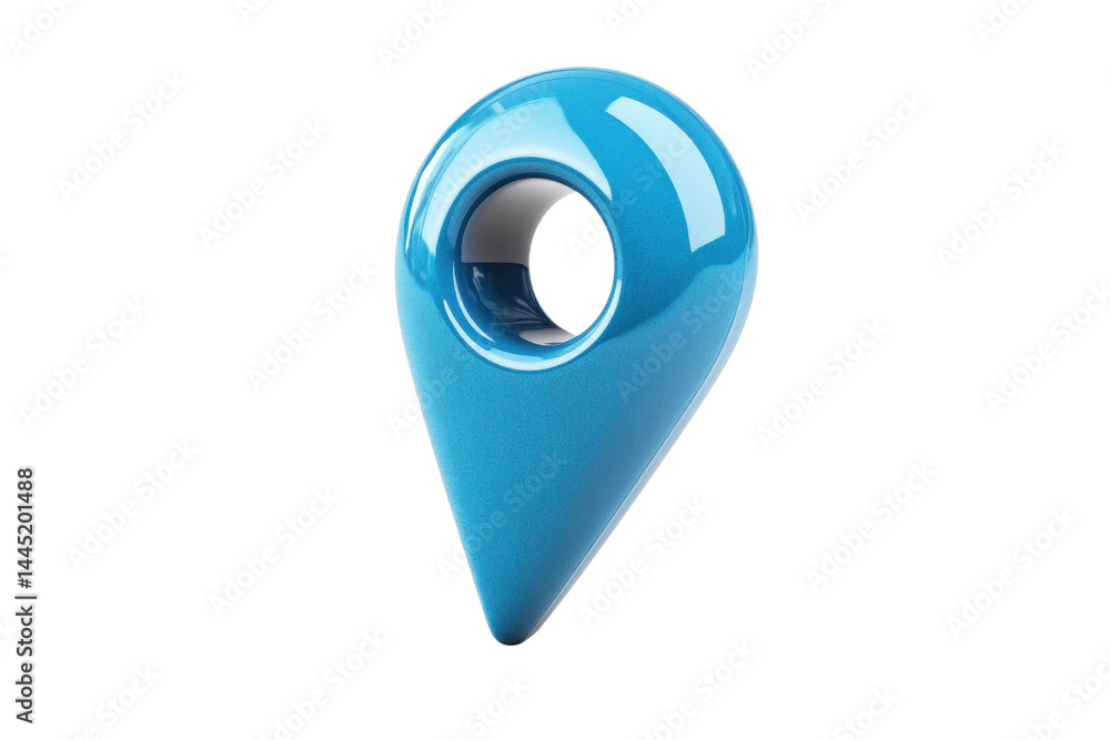 Fototapete shiny blue 3d location pin marker icon digital design element modern glossy navigation pointer map o