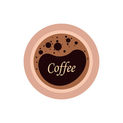 Minimal circular coffee logo with a top-down view of a coffee cup, featuring foam bubbles and the word Coffee in stylish font. Ideal for cafés, coffee shops, branding, and beverage promotions.