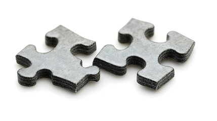 Obraz premium Gray puzzle pieces against white background