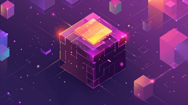 Tech-style interface with crypto dashboards and neural AI processing data