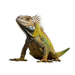 Obraz premium green iguana on a transparent background. green lizard. wild animal. exotic animal