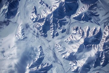 Meltwater channels form fractal patterns across glacier's surface their branching paths visible from the air