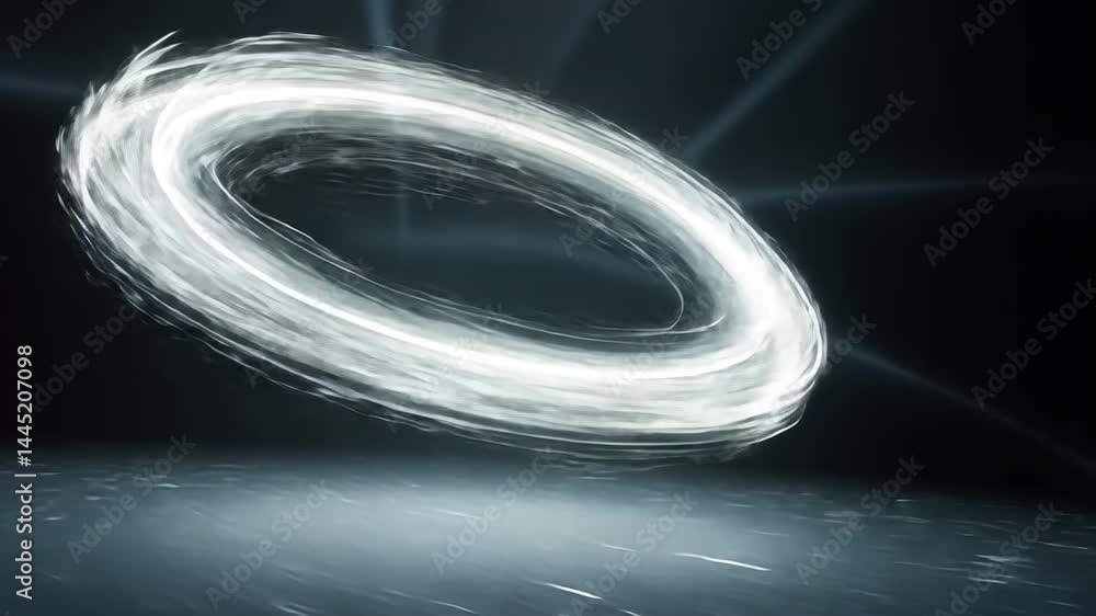 Poster dynamic light ring swirls in dark motion, creating captivating visual effects of energy and wonder