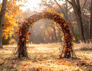 Rustic autumn wedding arch