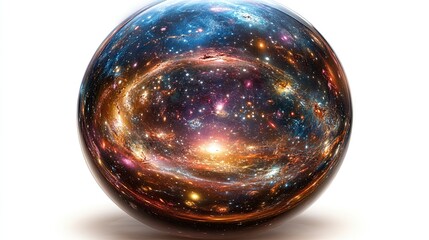 Celestial Sphere and Galaxy: A spherical structure surrounded by galaxies, stars, and cosmic grids.