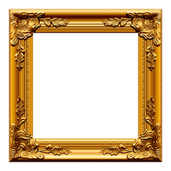 beautiful ornate realistic square gilded gold picture painting frame portrait vector isolated on transparent background