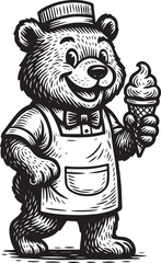 bear character ice cream vector illustration