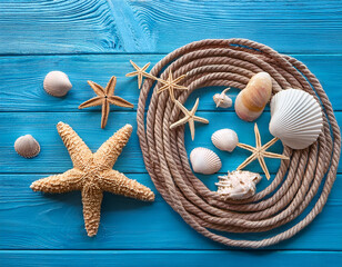 Blank copy space mockup surrounded by seashells  creating a nautical themed mockup
