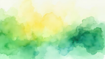 Fototapeta premium Minimalistic modern watercolor yellow-green background. Watercolor fill on white background.