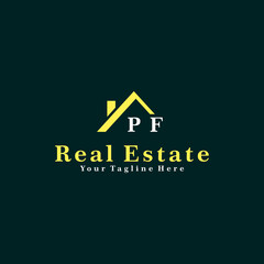 PF Initials Real Estate Logo Vector Art  Icons  and Graphics