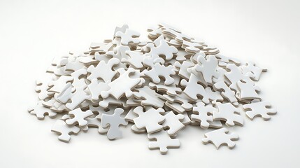 Pile of white jigsaw pieces