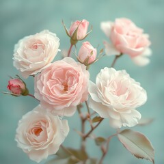 Soft Pink Roses on a Gentle Background in Natural Light