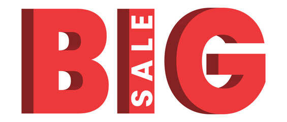 3D Big SALE red text graphic for promo use