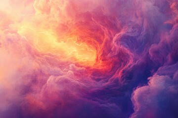 Obraz premium A vibrant, swirling nebula with hues of orange, pink, and purple, resembling a cosmic vortex.