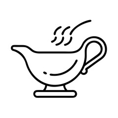 Gravy boat illustration with steam on a white background  