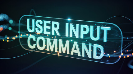 Agentic ai concept with user input command text glowing in futuristic digital interface design