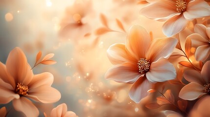 Enchanting Blossoms in Soft Pastel Tones Against Glowing Backdrop
