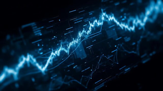Dynamic Blue Stock Market Chart: Abstract Data Visualization
